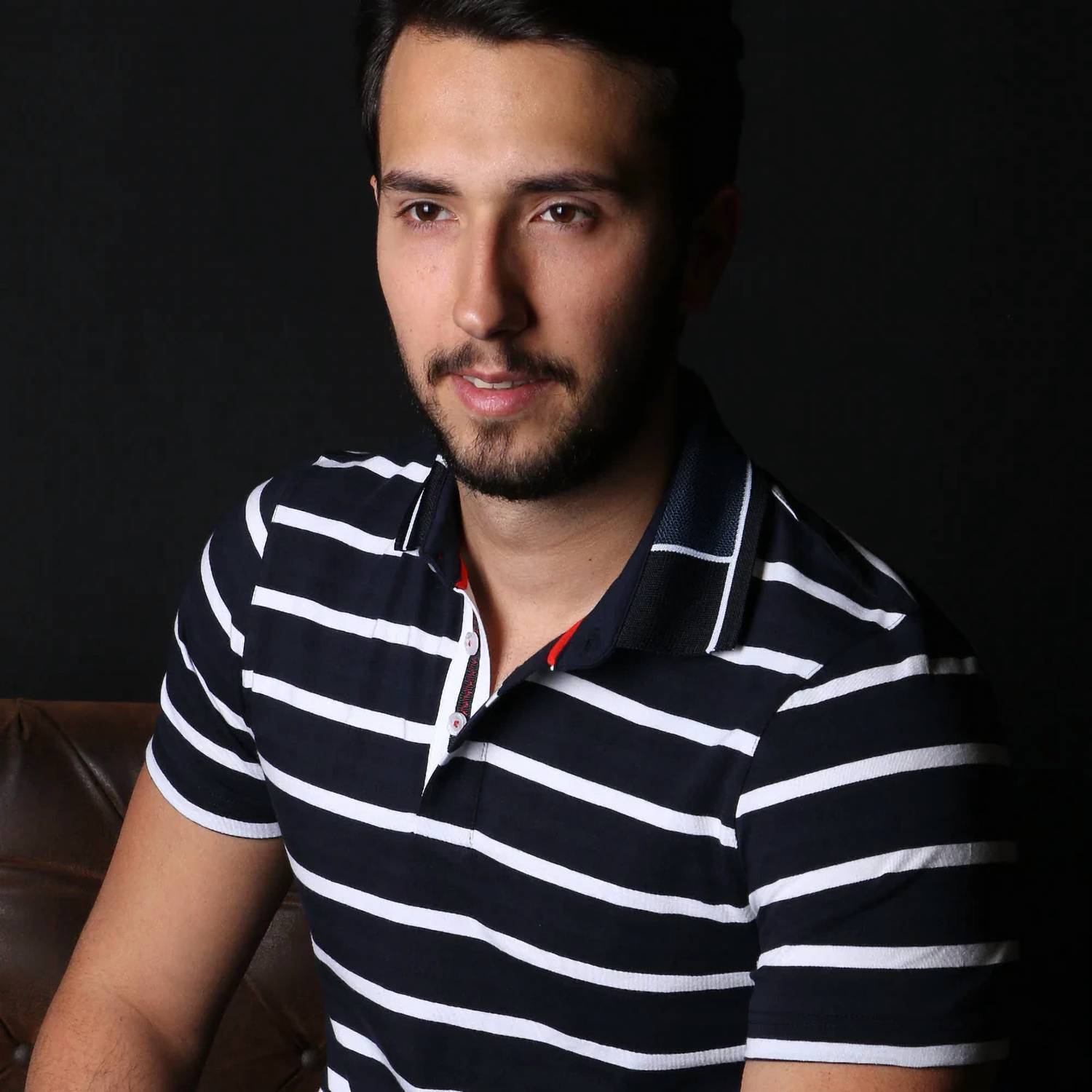 New Eight X Striped Polo With Trim In Navy